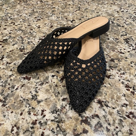 Joie Shoes - Joie Behold black woven leather slip-on mules